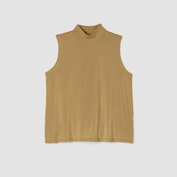 Eileen Fisher Butternut Basic Length Fine Jersey Mock Neck Tank - Picture 6 of 6